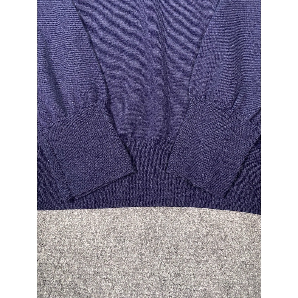 J Crew V-neck Sweater Mens L Preppy Blue 100% Merino Wool Lightweight Casual - Picture 6 of 7